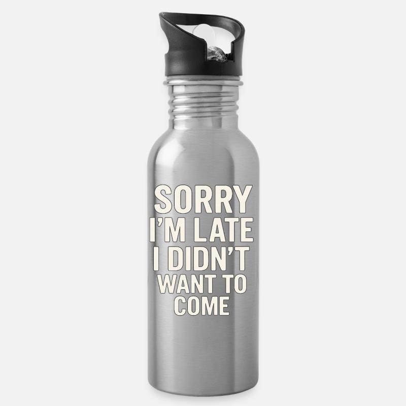 Zu spät wollte ich nicht kommen - Trinkflasche mit integriertem Trinkhalm - Lightsilver