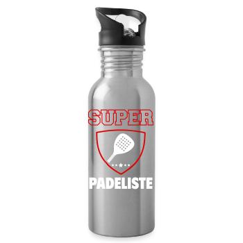 Super Padelist, Vatertag, Weihnachten - Trinkflasche mit integriertem Trinkhalm - Lightsilver - Rechts