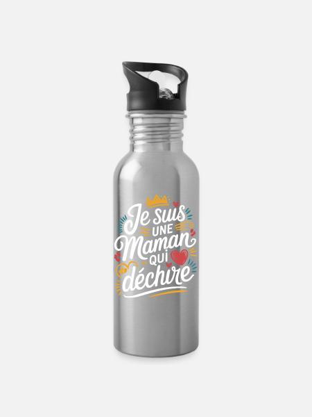 Ich bin eine Killer-Mutter - Trinkflasche mit integriertem Trinkhalm - Lightsilver