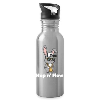 Hop n' Flow bunny with chain - Water bottle with straw - silver - Right