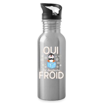 Gefrorener Pinguin immer kalt - Trinkflasche mit integriertem Trinkhalm - Lightsilver - Rechts