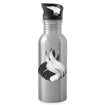 Abstract Shapes – Dynamic Black & White Design - Water bottle with straw - silver - Right