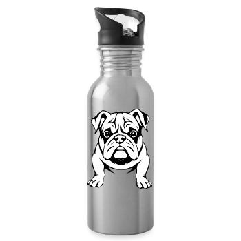 Bouledogue noir et blanc chiens T-shirt cadeau - Gourde avec paille intégrée - argent clair - Droite