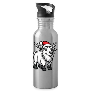 Bergziege Weihnachten - Trinkflasche mit integriertem Trinkhalm - Lightsilver - Rechts
