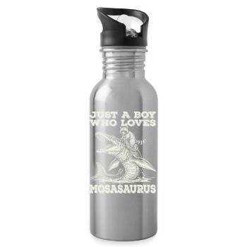 Juste un garçon qui aime le raton laveur Mosasaurus - Gourde avec paille intégrée - argent clair - Droite