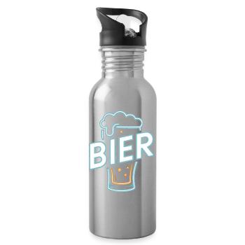 Bier - Cool Beer Logo - Trinkflasche mit integriertem Trinkhalm - Lightsilver - Rechts