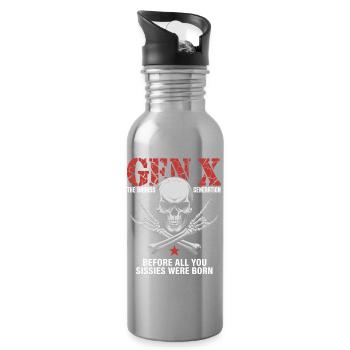 Gen X : La Génération Badass Crossbones - Gourde avec paille intégrée - argent clair - Droite