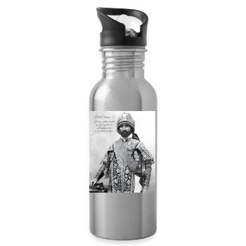 Haile Selassie I Jah Rastafari Rasta Reggae Roots - Water bottle with straw - silver - Right
