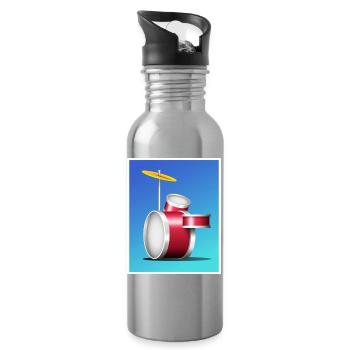Cartoon Red Drum Kit - Water bottle with straw - silver - Right