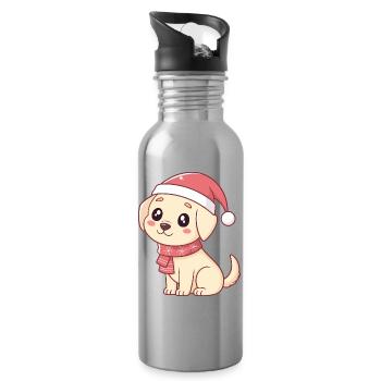 Baby Dog Niedliches Weihnachten im Weihnachtsmann - Trinkflasche mit integriertem Trinkhalm - Lightsilver - Rechts