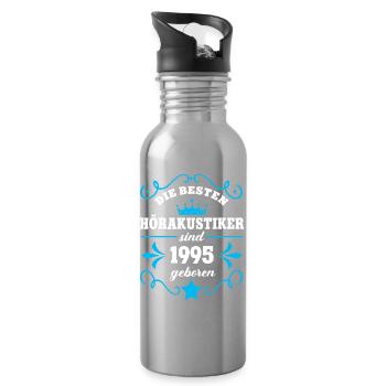 Hearing Aid Acoustician Birthday Born 1995 Colleagues Born - Water bottle with straw - silver - Right