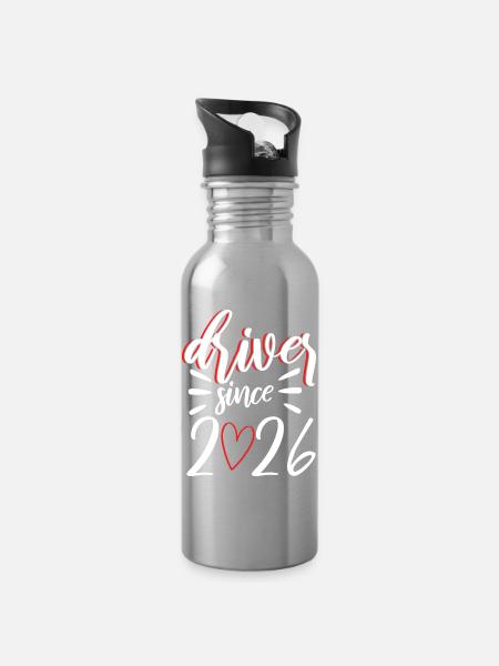 Führerschein 2026 Fahrprüfung Führerscheinprüfung - Trinkflasche mit integriertem Trinkhalm - Lightsilver