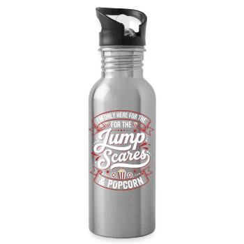 Jump Scares & Popcorn - Trinkflasche mit integriertem Trinkhalm - Lightsilver - Rechts