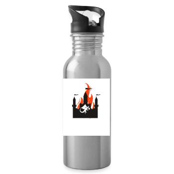 Brennende Drachenburg - Trinkflasche mit integriertem Trinkhalm - Lightsilver - Rechts
