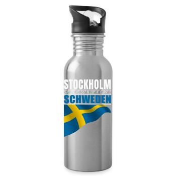 Stockholm - Water bottle with straw - silver - Right