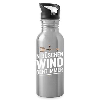  N Büschen Wind Geht Immer Spruch Für Segler - Trinkflasche mit integriertem Trinkhalm - Lightsilver - Rechts