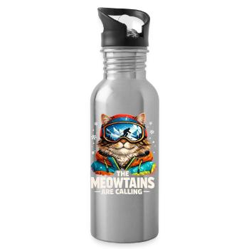 Snowboard Ski Geschenk Herren Damen Kinder Lustig - Trinkflasche mit integriertem Trinkhalm - Lightsilver - Rechts