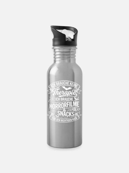 Horrorfilme & Snacks Kick - Trinkflasche mit integriertem Trinkhalm - Lightsilver