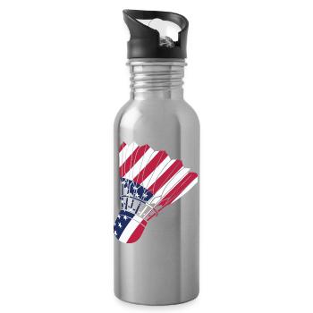 USA-Badmintonspieler-Liebhaber American Flag Patriot - Trinkflasche mit integriertem Trinkhalm - Lightsilver - Rechts