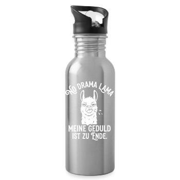 No Drama Lama – Geduld Ist Ende - Trinkflasche mit integriertem Trinkhalm - Lightsilver - Rechts