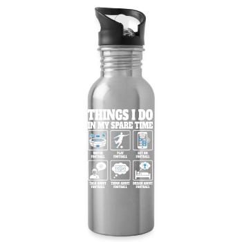 Dinge, die ich tue Fußball Fußballspieler - Trinkflasche mit integriertem Trinkhalm - Lightsilver - Rechts