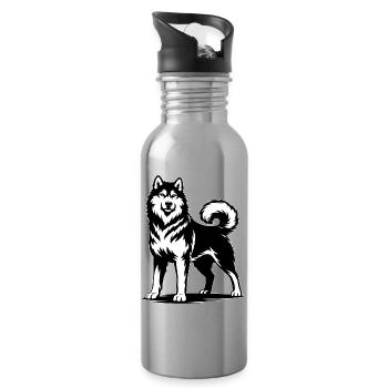 Alaskan Malamute in a proud pose - Water bottle with straw - silver - Right