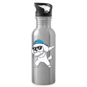 Cool Dabbing Pudel Sonnenbrille Cartoon-Kunst - Trinkflasche mit integriertem Trinkhalm - Lightsilver - Rechts