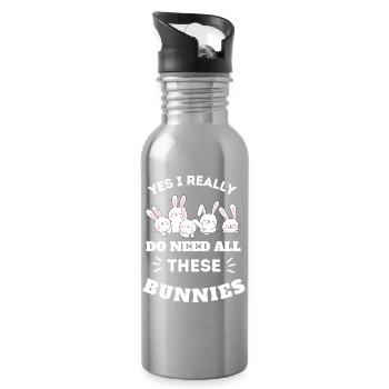 Ja, ich brauche wirklich all diese Kaninchen lustig - Trinkflasche mit integriertem Trinkhalm - Lightsilver - Rechts