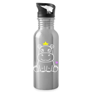 Hippopotame avec le prince héritier Princesse - Gourde avec paille intégrée - argent clair - Droite