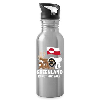Greenland Not For Sale - Water bottle with straw - silver - Right