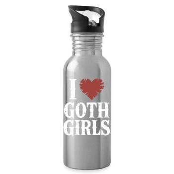 I Love Goth Girls - Water bottle with straw - silver - Right
