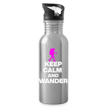 KEEP CALM AND WANDER!, HIKEING LAUFEN TRAIL PINK w - Trinkflasche mit integriertem Trinkhalm - Lightsilver - Rechts