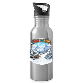 Après Ski Team Bergpanorama - Trinkflasche mit integriertem Trinkhalm - Lightsilver - Rechts