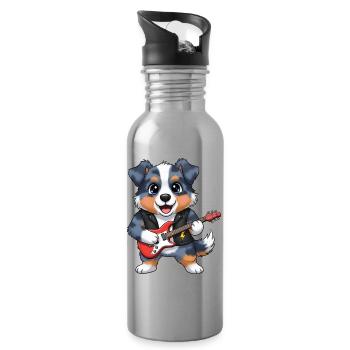 Rocking dog with guitar - Water bottle with straw - silver - Right