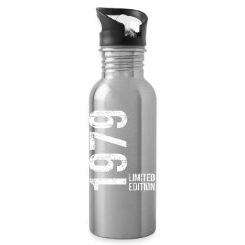 47th Birthday Man Woman 47 Years 1979 Birthday - Water bottle with straw - silver - Right