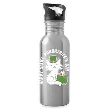 Bonne fête de la Saint-Purrtrick - Gourde avec paille intégrée - argent clair - Droite