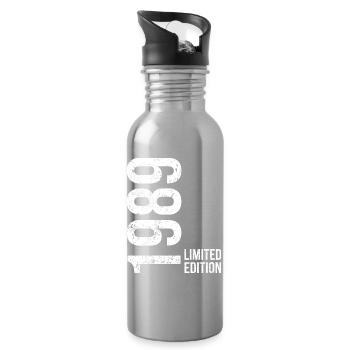 37th Birthday Man Woman 37 Years 1989 Birthday - Water bottle with straw - silver - Right