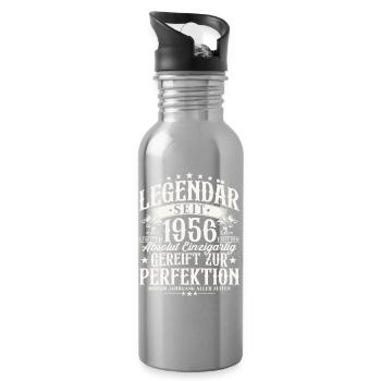 Legendary Since 1956 Vintage Birthday Gift - Water bottle with straw - silver - Right