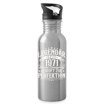 Cadeau d’anniversaire légendaire depuis 1971 - Gourde avec paille intégrée - argent clair - Droite