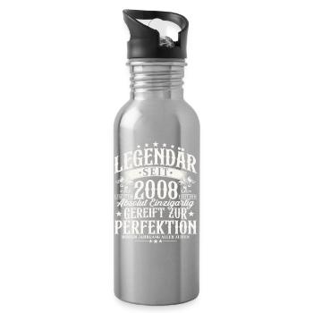 2008 Vintage 18th Birthday Vintage Gift - Water bottle with straw - silver - Right