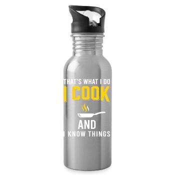 COOKING IS MY THING Pfannen Motiv - Trinkflasche mit integriertem Trinkhalm - Lightsilver - Rechts