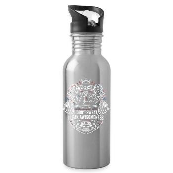 Muscle Saying Don't Sweat I Leak Awesomeness - Water bottle with straw - silver - Right