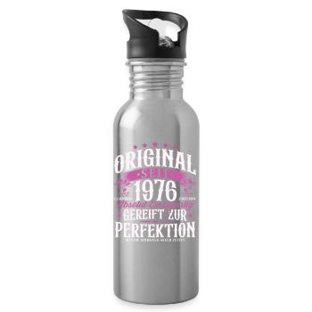 Original 1976 Jahrgang Retro Geburtstag Geschenk - Trinkflasche mit integriertem Trinkhalm - Lightsilver - Rechts