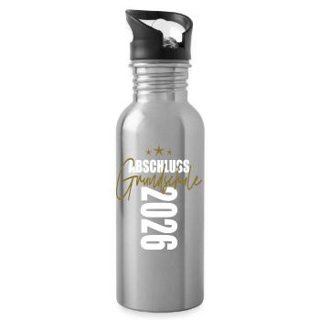 Abschluss_Grundschule_2026 - Water bottle with straw - silver - Right
