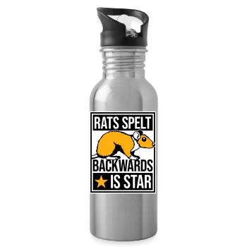 Rats Spelt Backwards Is Star Lustiger Ratte Spruch - Water bottle with straw - silver - Right