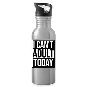 I Can't Adult Today Funny Adult Saying Logo - Water bottle with straw - silver - Right