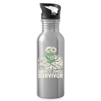 Concrete Jungle Survivor - Trinkflasche mit integriertem Trinkhalm - Lightsilver - Rechts