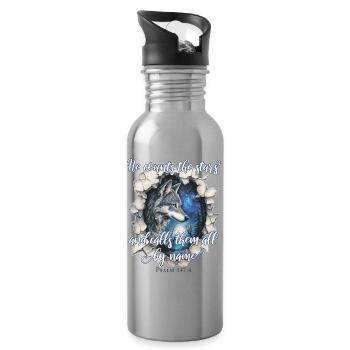Citation chrétienne de Wolf - Gourde avec paille intégrée - argent clair - Droite