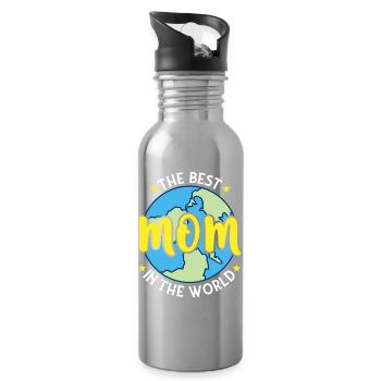 Best Mom in the World - Mothers Day - Water bottle with straw - silver - Right