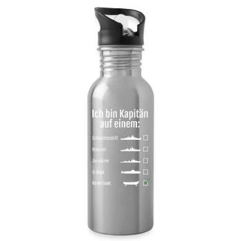 Ich bin Kapitän auf einem... - Trinkflasche mit integriertem Trinkhalm - Lightsilver - Rechts